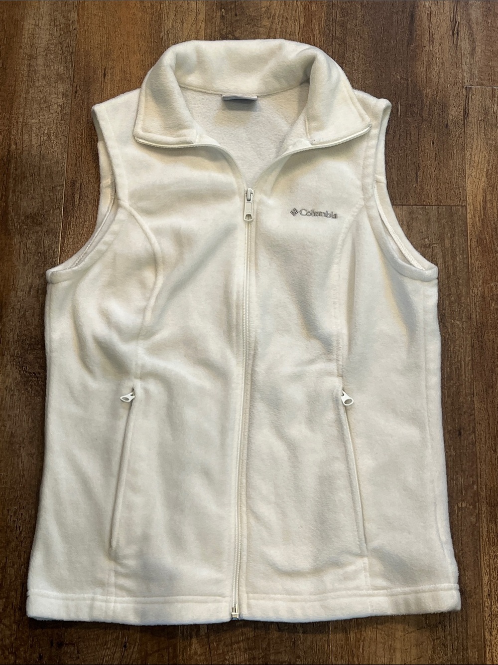 Columbia White Fleece Zip Vest